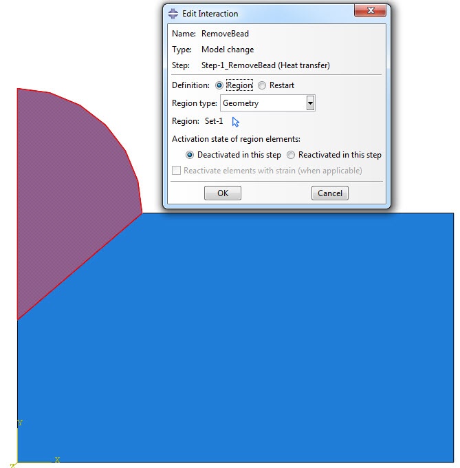 Abaqus welding deactivate Region