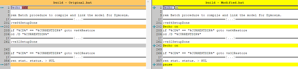 Original and modified VS build.bat files