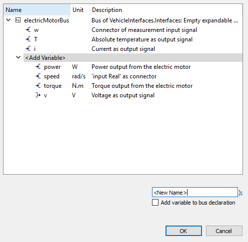 Defining new variable in Modelica bus connector