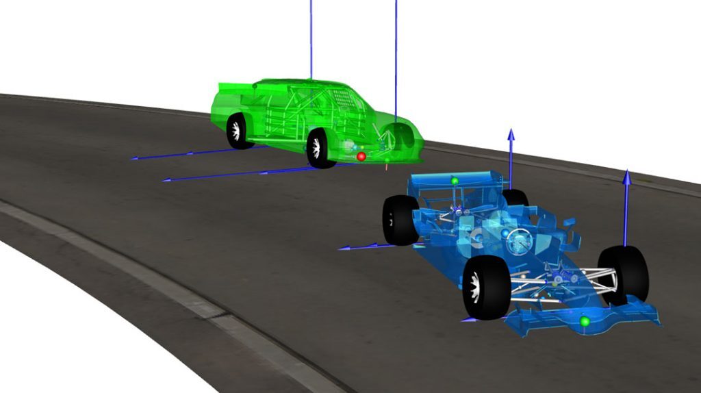 Figure 1: Animation view of Formula 1 and NASCAR race cars