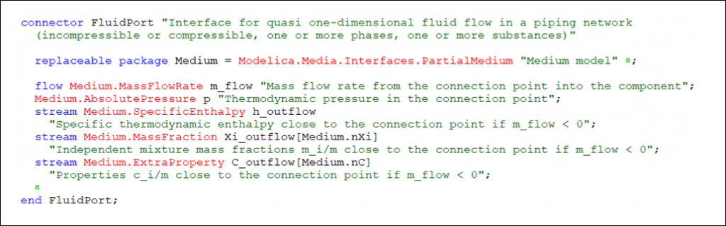 Modelica code for&nbsp;Modelica.Fluid.Interfaces.FluidPort.