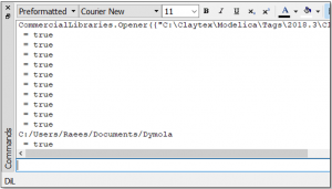Figure 8 – Command log pane of the Dymola command window.