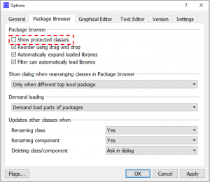 Figure A – Edit > Options… popup window.