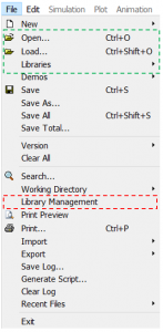 Figure 1– Dymola File Menu.