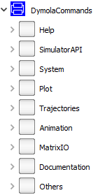 DymolaCommands library showing useful commands and functions in Dymola