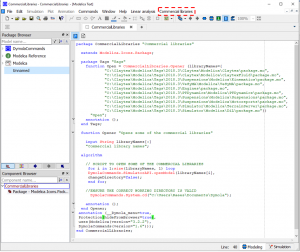 Figure 5 – Edited CommercialLibraries code and the package is no longer visible in the Dymola Package Browser.