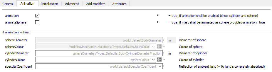 Figure 4: Enabled and disabled parameters