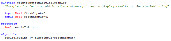 The first part of the function to generate a result called resultToPrint which will&nbsp;be displayed in the simulation log.