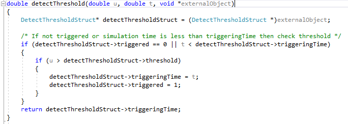 Figure 6. C code used to detect a threshold being exceeded