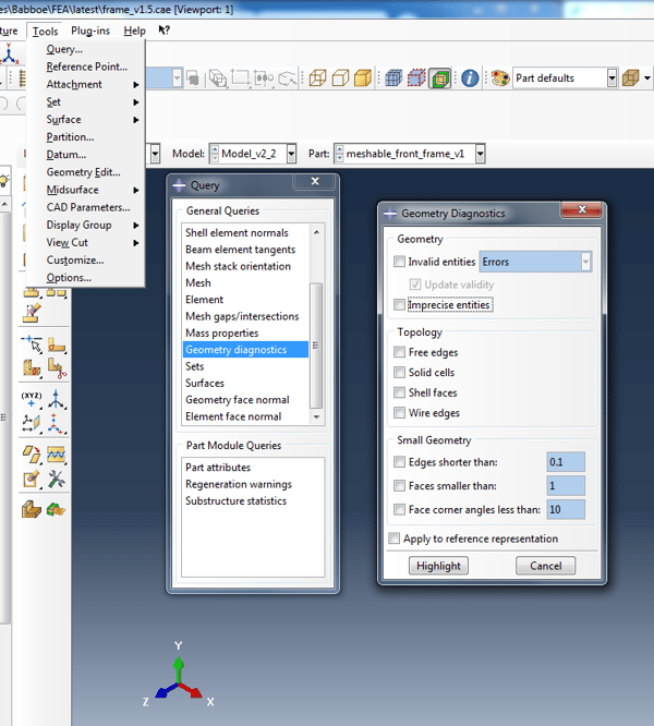 FIGURE 4-Geometry diagnostics -query tool-1