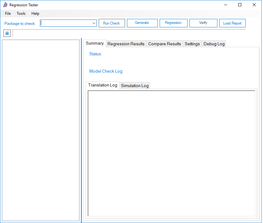 RegressionTest Tool user interface in Dymola