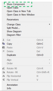 Object right click dialog box in Dymola