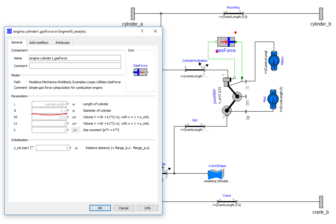 Inside the first cylinder showing bore parameterisation
