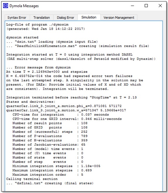 error message Dymola