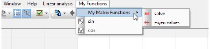 Figure 4_New menu My Functions with a submenu My Matrix Functions & 2 functions sin & cos
