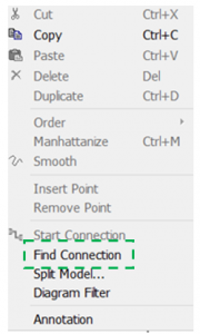 Find connection right click selection dialog in Dymola