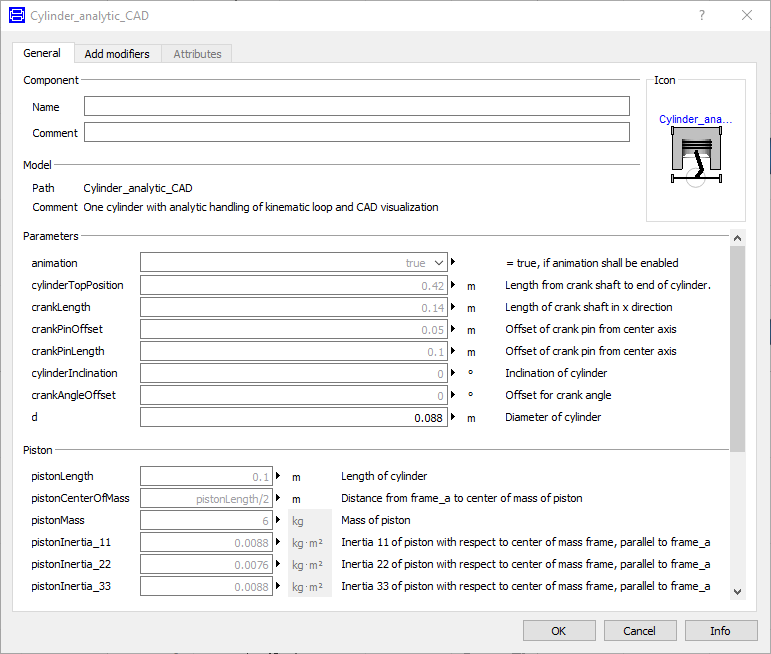 Modifying the value of the cylinder bore parameter