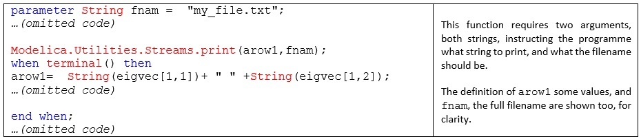 Figure 5. code providing a string to print and the filename required