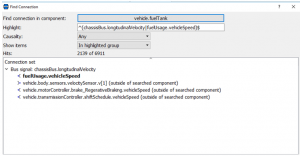 Find connection popup window in Dymola showing signal details