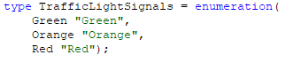 Figure 3.&nbsp; Enumeration type code that was generated using the GUI interface as shown in Figure 1 and Figure 2.