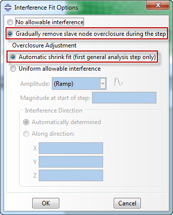 Gradually removing overclosure during step in Abaqus