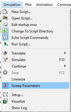 Figure 2: How to enable the parameter sweep functionality.