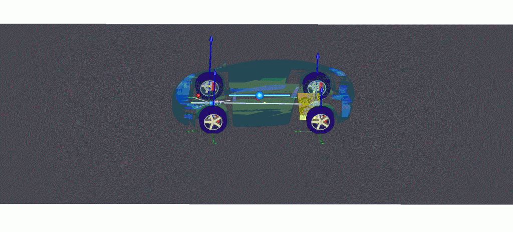 Vehicle animation showing VeSyMA Powertrain model simulation in Dymola