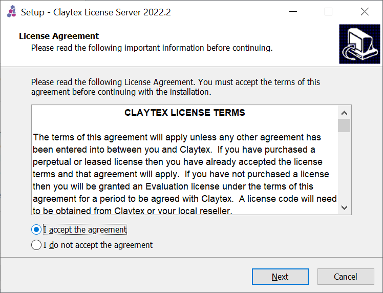 start of the license server setup
