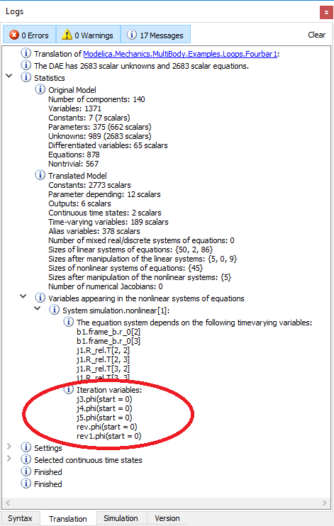 Figure 4: Listing of Iteration Variables