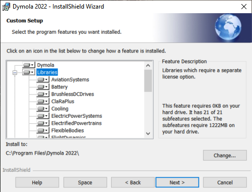 Figure 4: Snapshot of the library installation window with libraries set to install on the hard drive.
