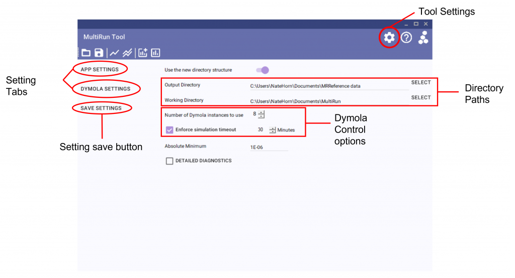 Figure 1: The Settings of the MultiRun tool - App Settings group.