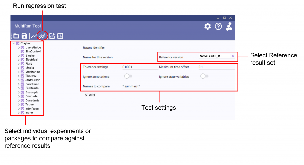 Figure 4: The MultiRun tool enables individual experiments, packages or libraries to be regression tested quickly and easily.