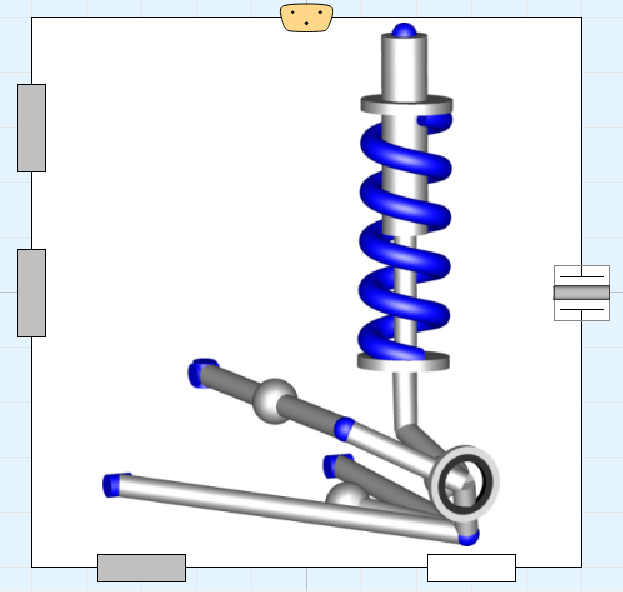 Figure 3: An image of the system, can be a good icon. This quarter car linkage is fairly easily identifiable as a MacPherson strut.