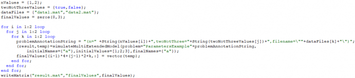 Figure 3.  Example of multiple simulations with evaluated parameters