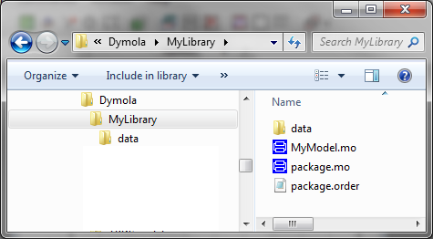 User defined library were data files are stored in same directory