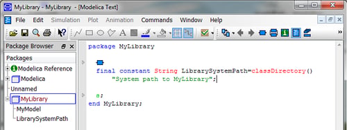 Create string referencing library directory in Dymola