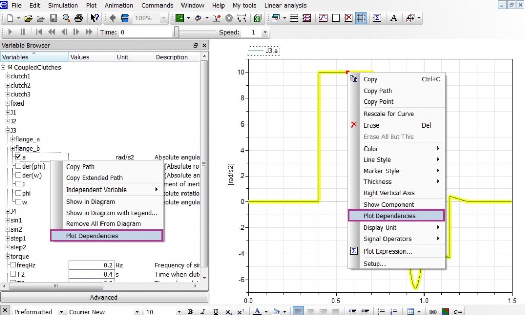 Plot Dependencies Menu