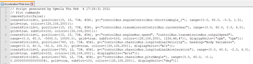 Figure 1: Acceleration test plot script example