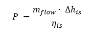 Power transmitted to fluid equation for compressor modelling in Dymola