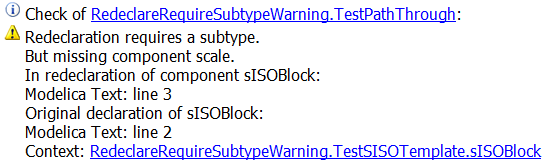 Figure 5.  Check of TestPassThrough generates Redeclaration requires a subtype warning