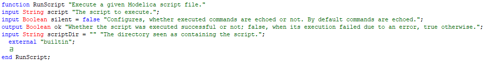 Figure 1: The DymolaCommands.SimulatorAPI.RunScript function