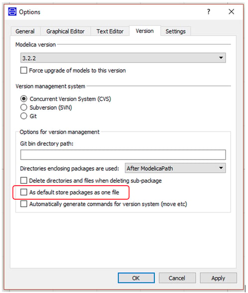 setting in Edit-option-Version to enable or disable saving packages as one file
