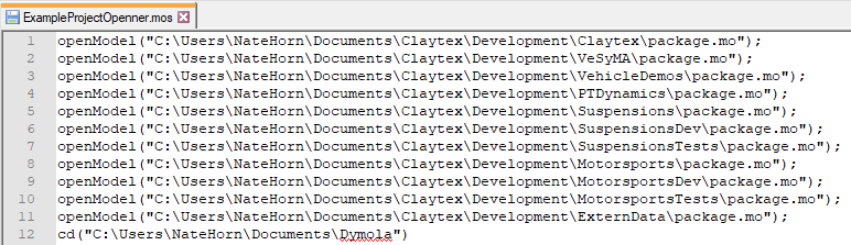Example script to prepare Dymola environment