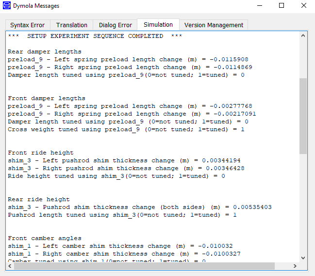 Sequential setup test report to simulation log Sequential setup test report to simulation log