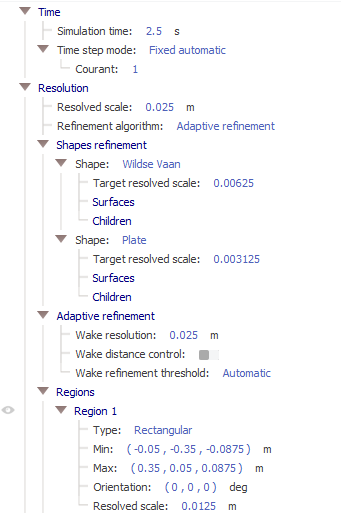 Settings Wildse Vaan - Simulation