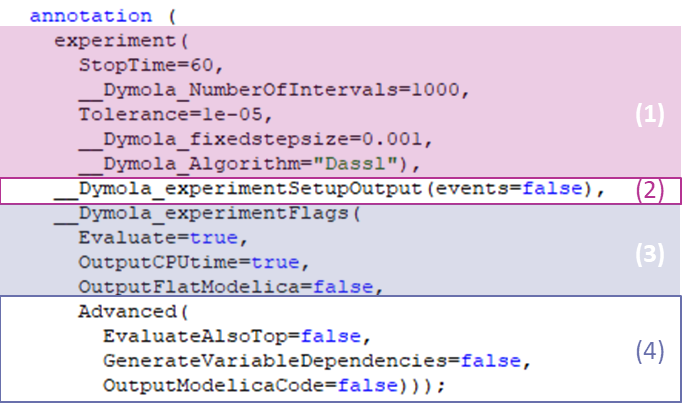 Simulation settings in class annotation in Dymola