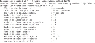 Simulation log output in Dymola
