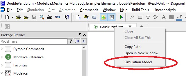 Figure 1: Set as 'Simulation Model' 