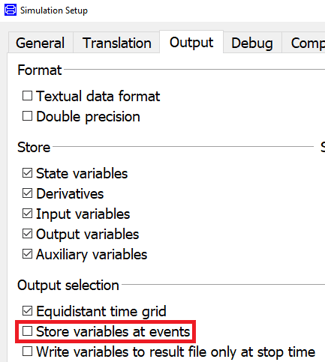 Figure 1.  Store variables at events is not selected