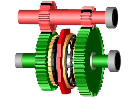 Figure 5. Animation of a detailed synchroniser model. The hub has been removed from the animation. 
